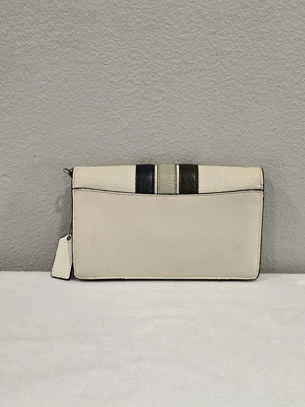 Coach Anna Fold Over Clutch Crossbody with Racing Stripe